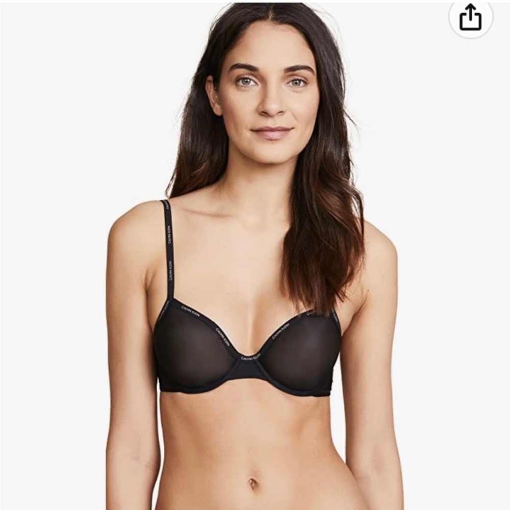 Calvin Klein Sheer Marquisette Unlined Black Demi Bra - 34A
